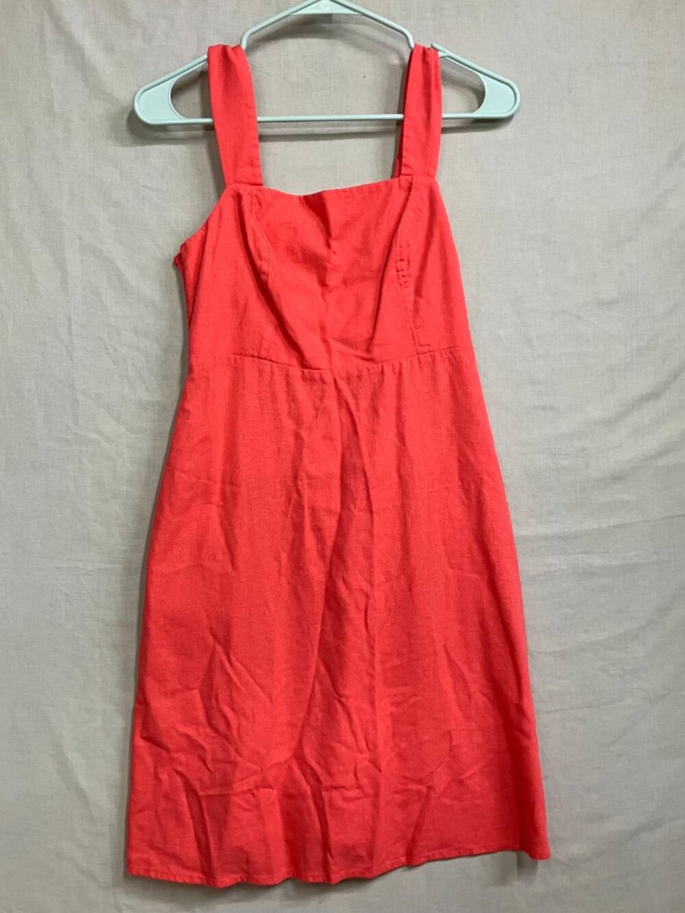 SO Goods For Life Skater Mini Dress Women's Size Medium Red Square Neck Straps - Picture 2 of 7
